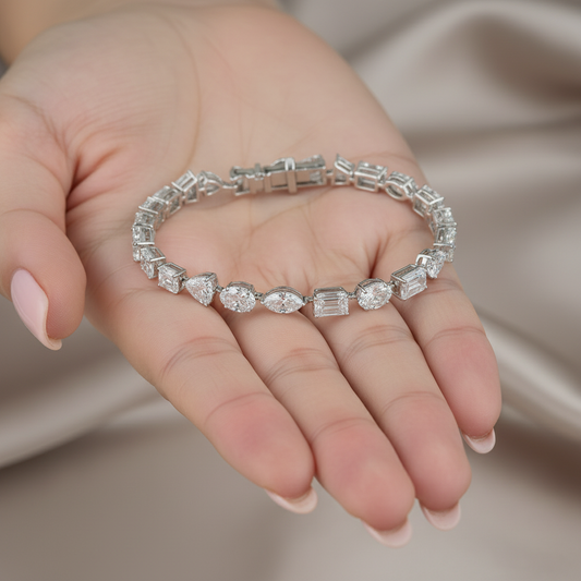 Multi-Shape Moissanite Diamond Tennis Bracelet