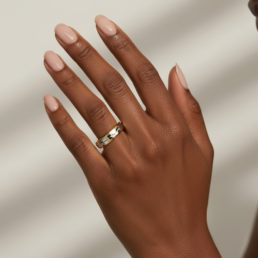 Aurelius Faceted Two-Tone Gold Wedding Band