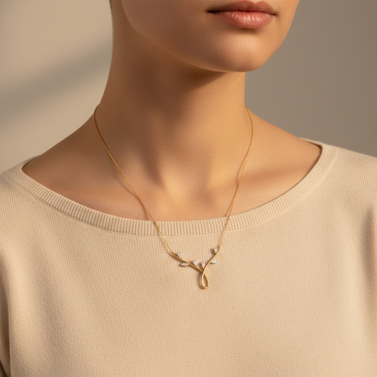 Aurora Vine Moissanite Diamond Drop Gold Necklace