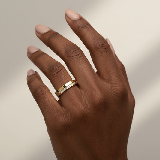 Imperial Line Gold Moissanite Diamond Ring