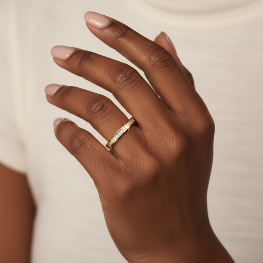 Yellow Gold Round Lab Diamond Channel Wedding Band