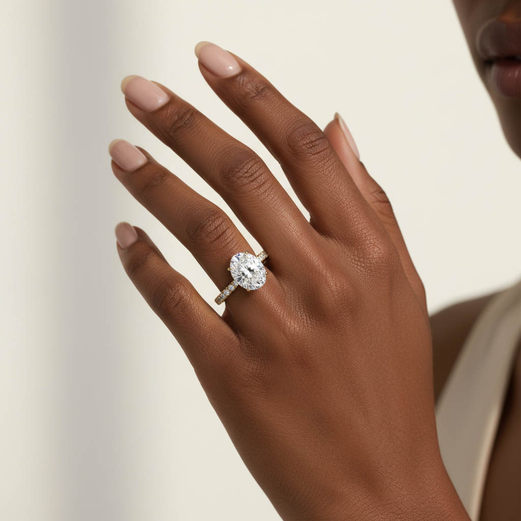 3.00 CT Oval Moissanite Diamond Hidden Halo Bridal Ring