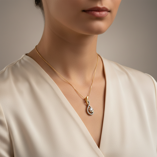 Celestial Twist Lab Grown Diamond Drop Pendant Necklace