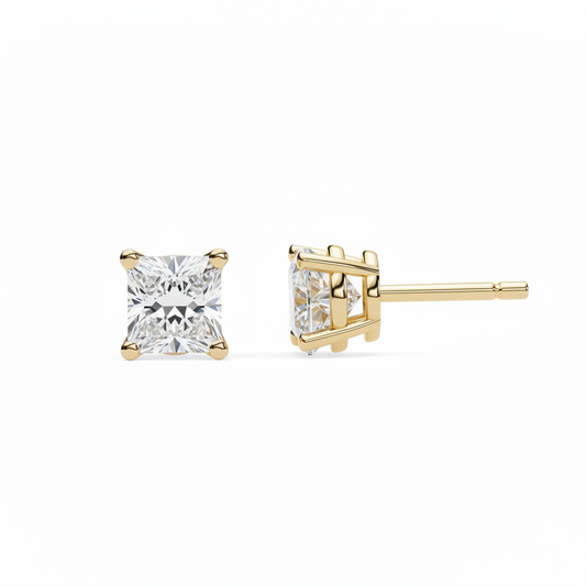 Classic Princess Cut Moissanite Diamond Stud Earrings