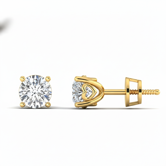 Heart Gallery Round Cut Moissanite Diamond Stud