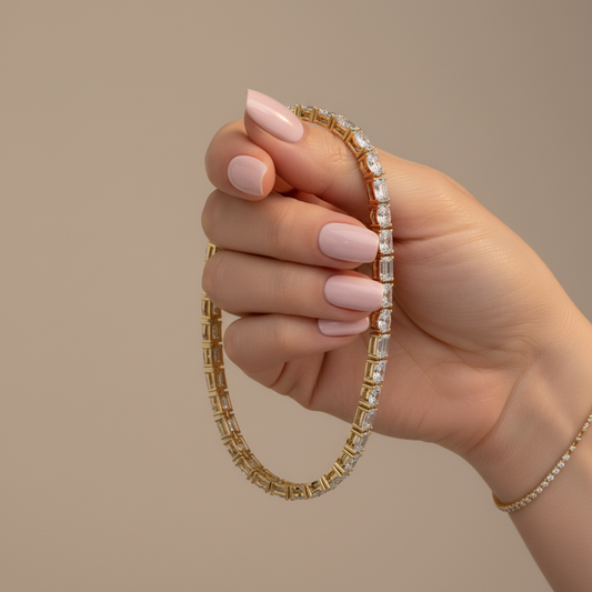 Emerald & Oval Cut Moissanite Tennis Bracelet