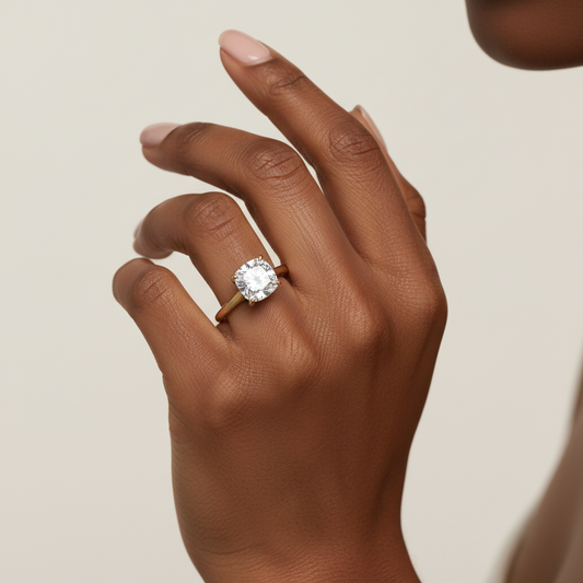 Radiant Cut Diamond Moissanite 4 Claw Prong Setting Solitaire Engagement Ring