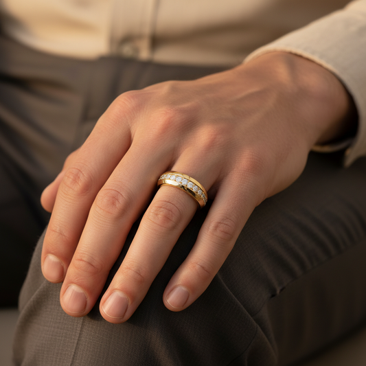 Channel Set Lab Grown Diamond Gold Band