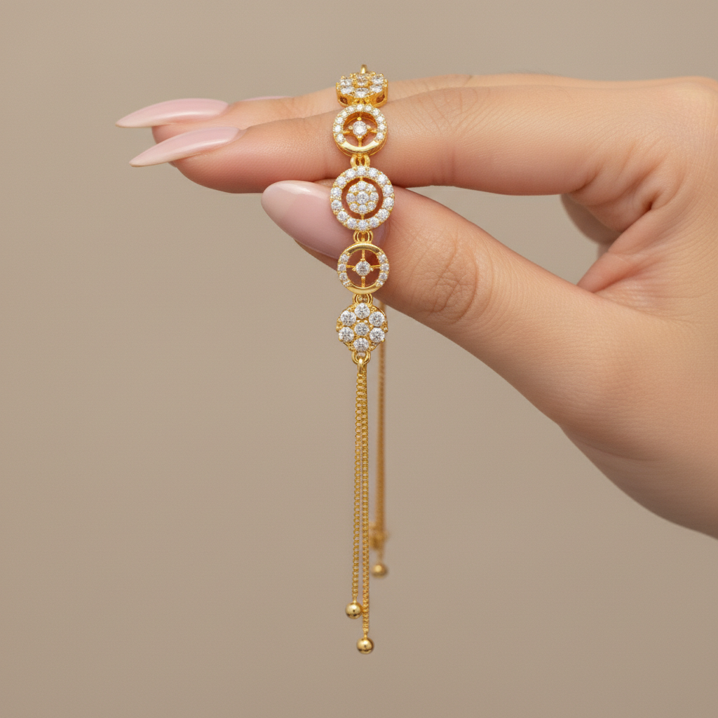 Classic Moissanite Diamond Gold Slider Bracelet