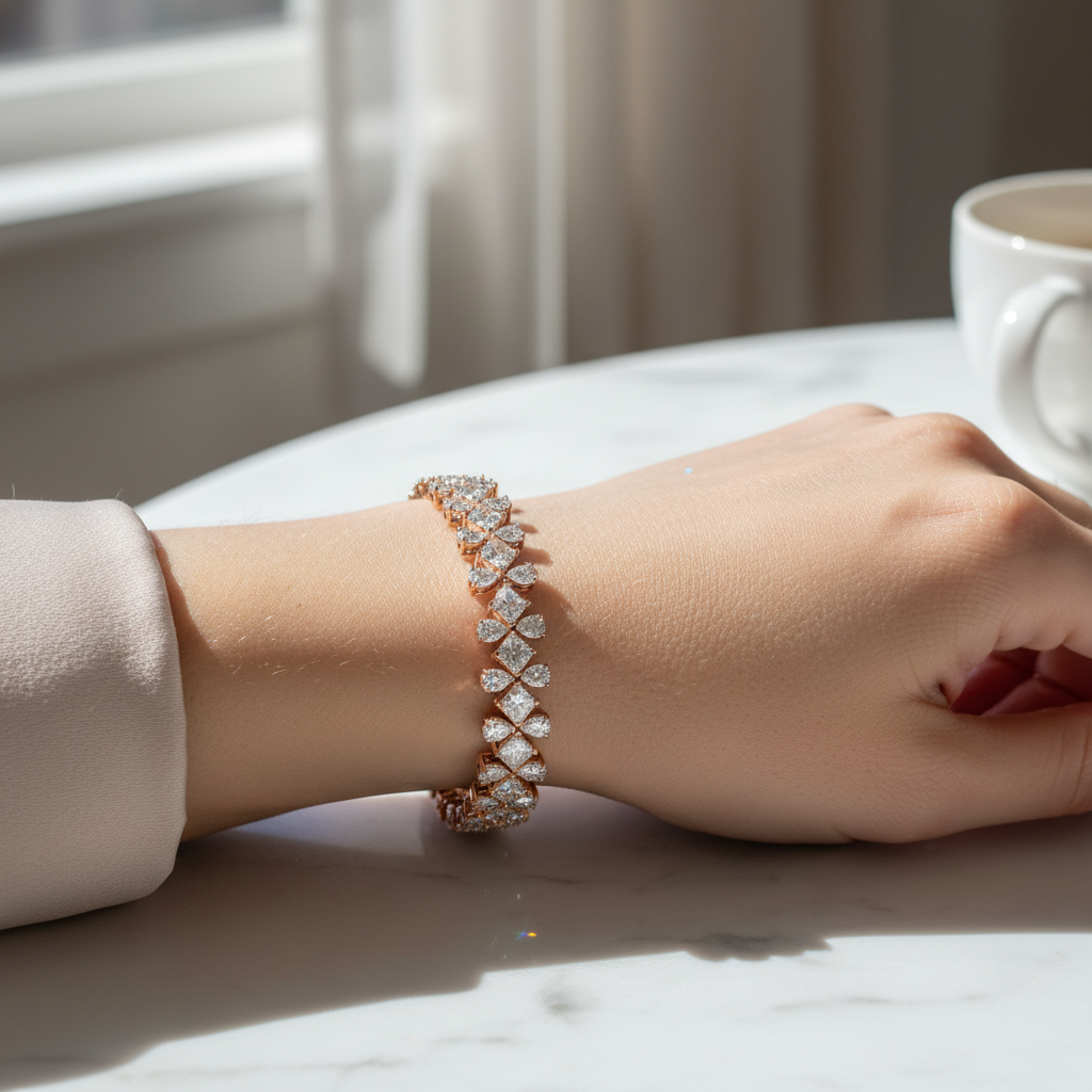 3 Row Fancy Cut Lab Grown Diamond Tennis Bracelet