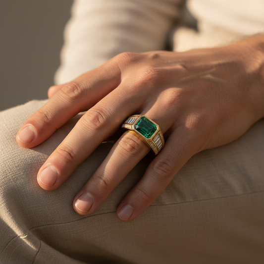 Verdelis Emerald Green Stone Lab Grown Diamond Ring