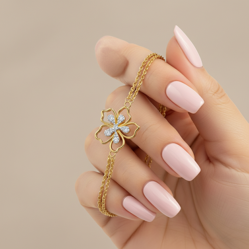 Luxury Floral Round Cut Lab Grown Diamond Bracelet