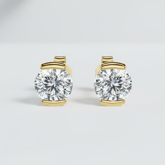 Modern Curved Bar Round Lab Grown Diamond Stud (Copy)