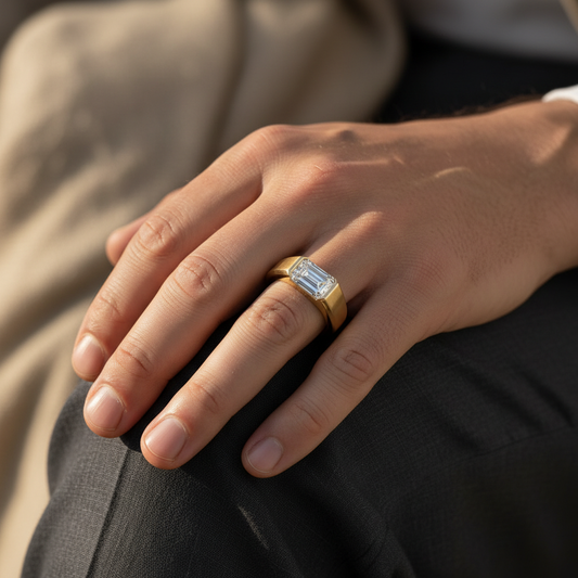 Prisma Emerald Cut Lab Grown Diamond Gold Ring