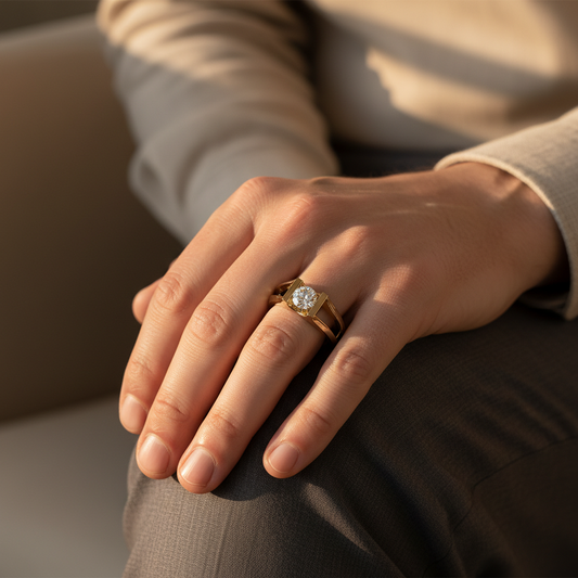 Contemporary Round Lab Grown Diamond Gold Ring