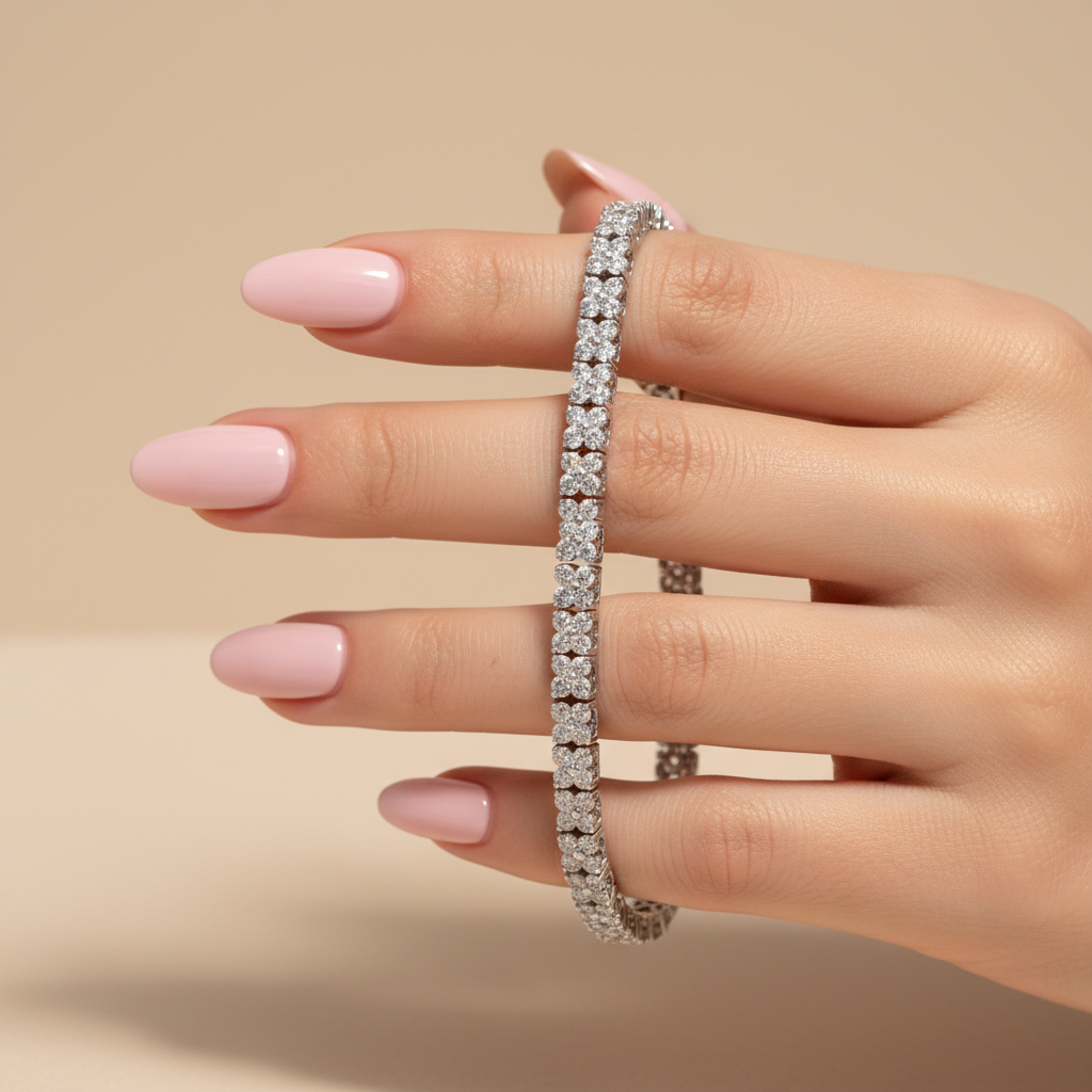 Luxury Floral Lab Grown Diamond Tennis Bracelet