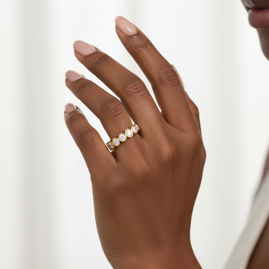 Bezel Set Oval  Cut Lab Grown Diamond Stacking Ring