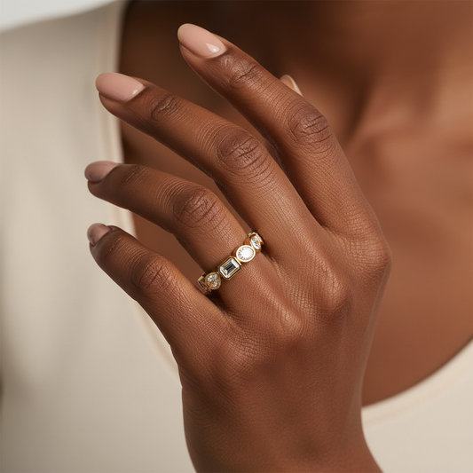 Bezel Row Designer Moissanite Multi Cut Diamond Band