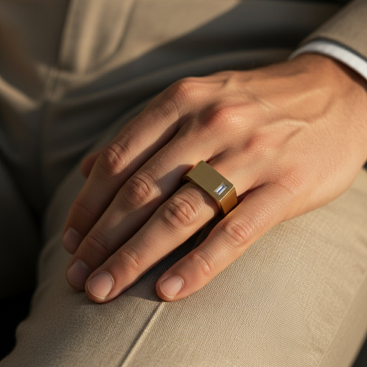 Dynasty Emerald Cut Moissanite Diamond Gold Ring