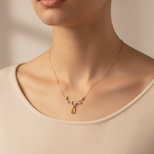Eternal Leaf Twist Lab Grown Diamond Gold Necklace