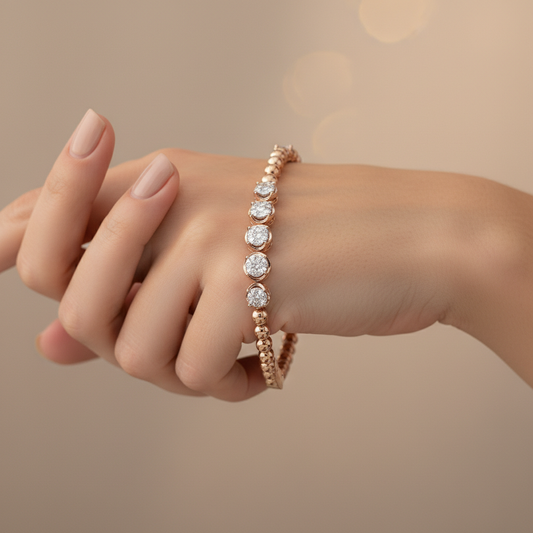 Bezel Set Round Cut Moissanite Diamond Bracelet