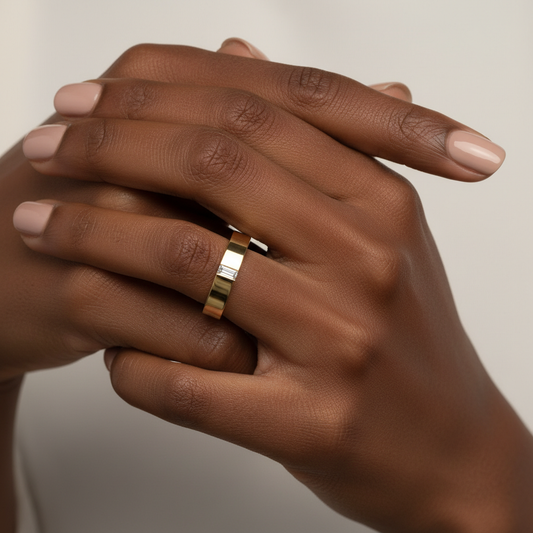 Regal Flush Baguette Lab Grown Diamond Gold Band