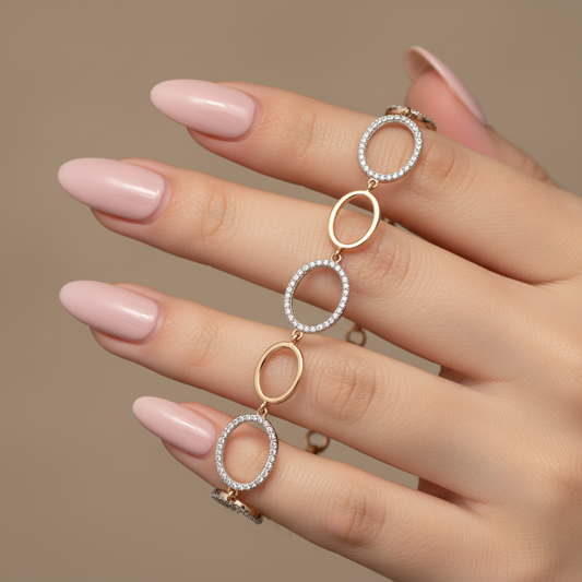 Interlinked Elegance Round Cut Moissanite Oval Bracelet