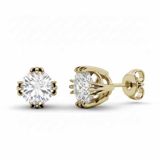 Round Cut Solitaire Open Gallery Lab Grown Diamond Stud