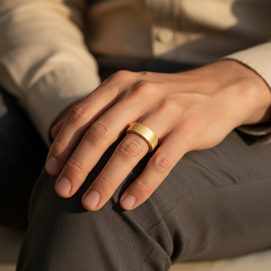 Men’s Gold Wedding Ring with Hidden Halo Moissanite Diamond