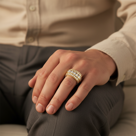 Elite Multi-Row Moissanite Diamond Gold Band (Copy)