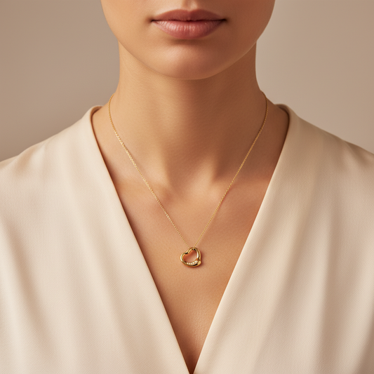 Crowned Heart Moissanite Diamond Necklace