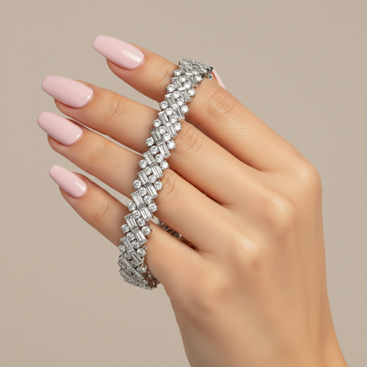Luxury Baguette & Round Lab Grown Diamond Tennis Bracelet