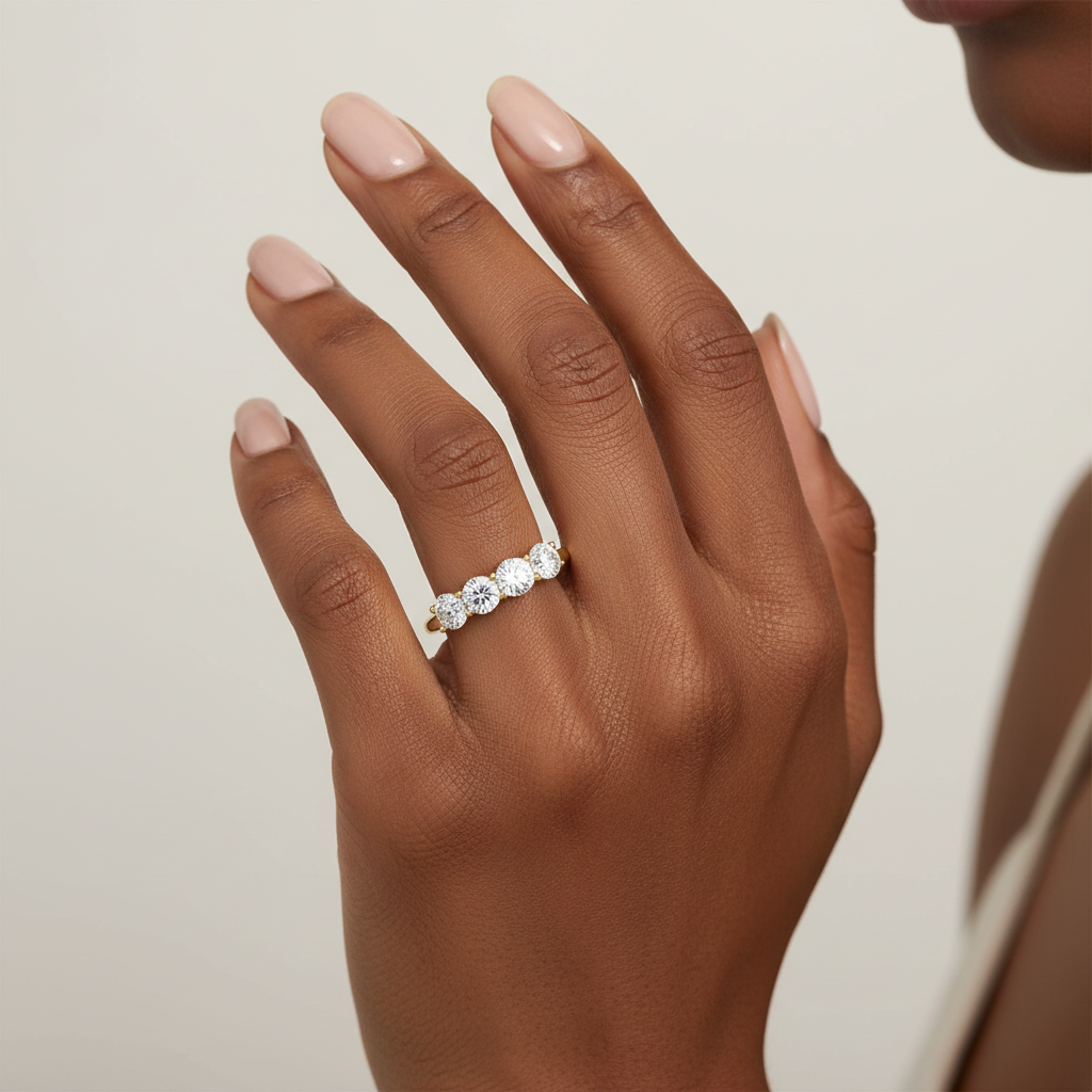 Round Cut Moissanite Diamond Eternity Ring