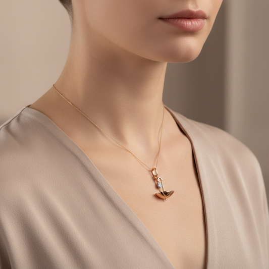 Luxury Rain Drop Moissanite Umbrella Charm Necklace