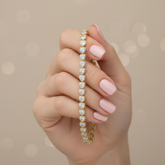 Heart Shaped Lab Grown Diamond Bezel Tennis Bracelet (Copy)