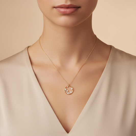 Midnight Sky Lab Grown Diamond Circle Pendant Necklace