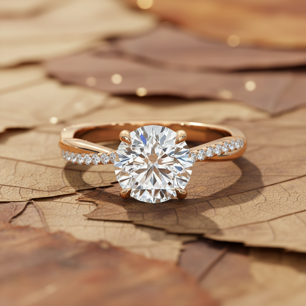 Round Cut moissanit Diamond 4 Claw Prong Setting ring Infinite Engagement Ring