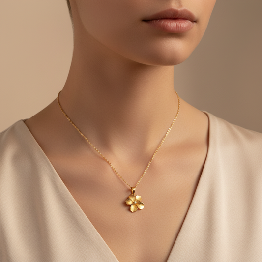 Golden Bloom Moissanite Diamond Flower Pendant