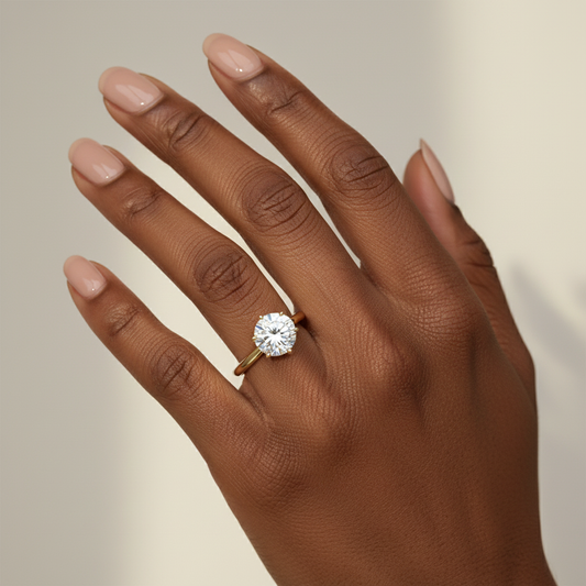 Round Moissanite Diamond 6-Prong Solitaire Wedding Ring