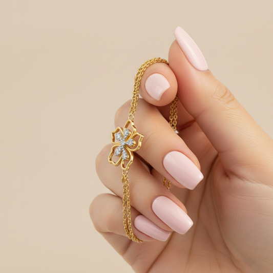 Luxury Floral Round Cut Moissanite Diamond Bracelet