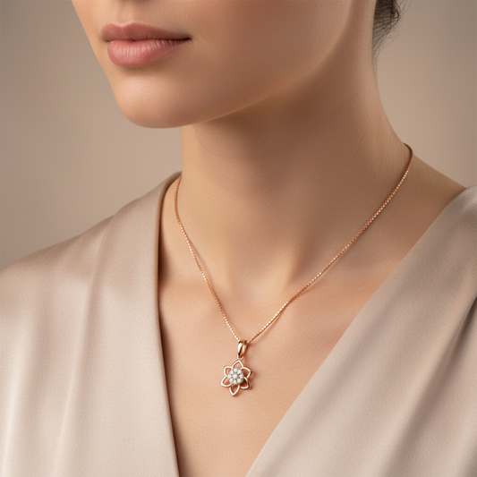 Delicate Bloom Lab Grown Diamond Flower Pendant