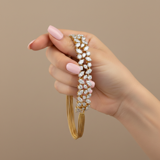 Elegant Marquise & Round Lab Grown Diamond Floral Bracelet