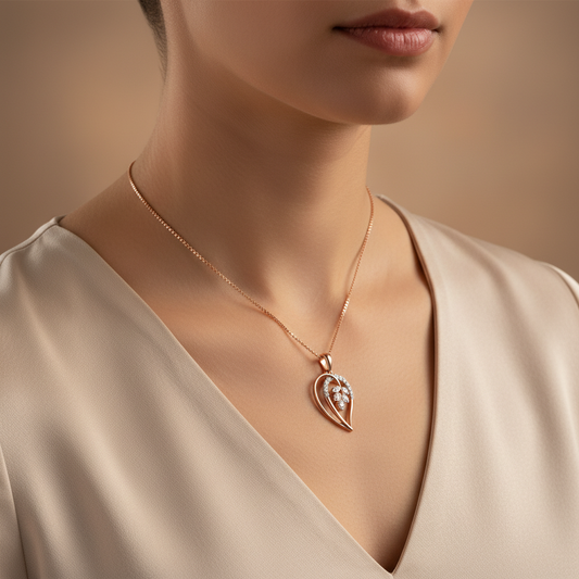Elegant Lab Grown Diamond Heart Bloom Pendant Necklace