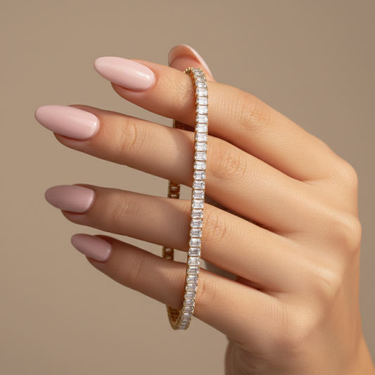 Emerald Cut Lab Grown Diamond Tennis Bracelet