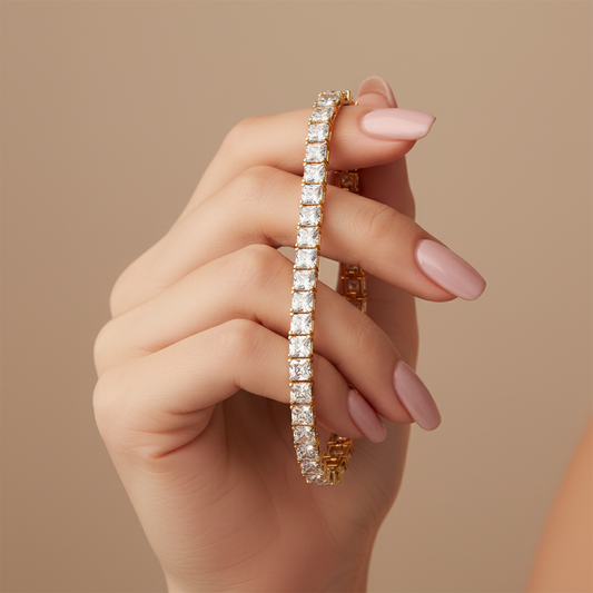 Princess Cut Moissanite Diamond Tennis Bracelet