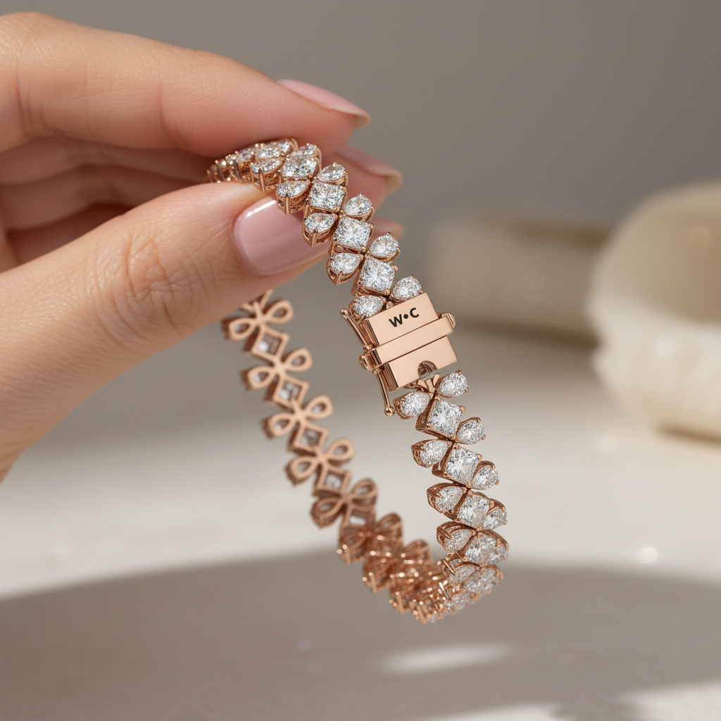 3 Row Fancy Cut Moissanite Diamond Tennis Bracelet