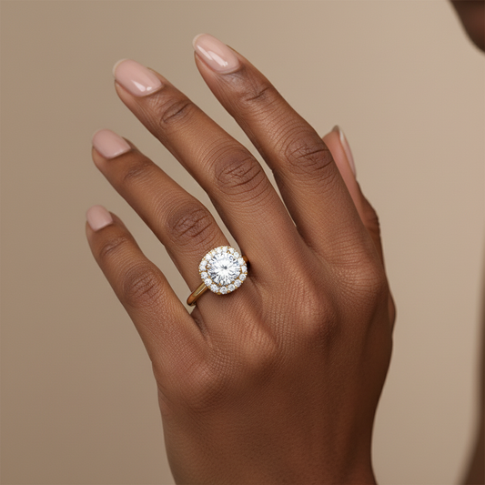 Cushion Cut Moissanite Halo Wedding Ring