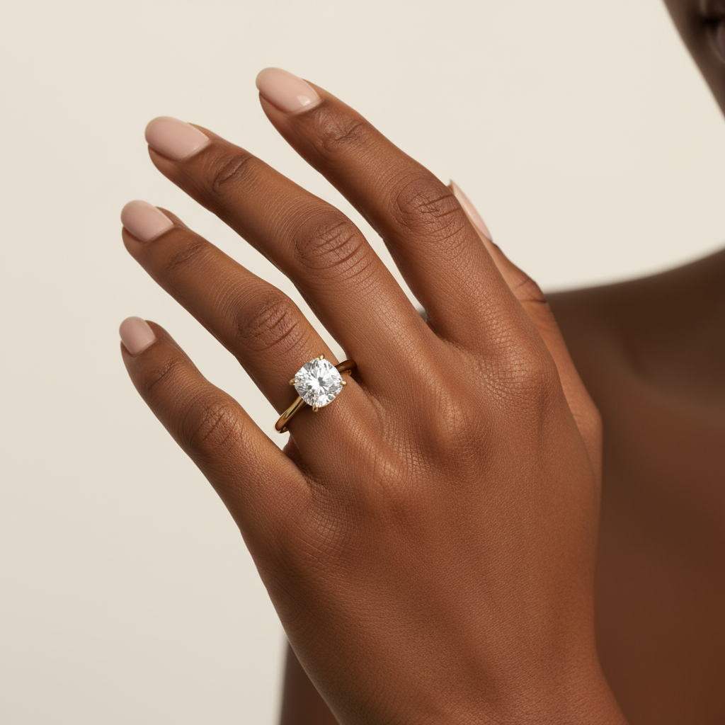 Radiant Cut Diamond Moissanite 4 Claw Prong Setting Solitaire Engagement Ring