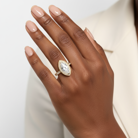 Marquise Cut Moissanite Channel Set Bridal Ring