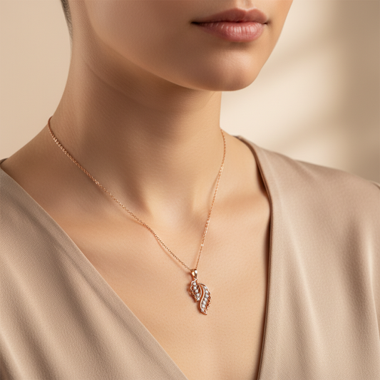 Angel Wing Lab Grown Diamond Heart Pendant Necklace